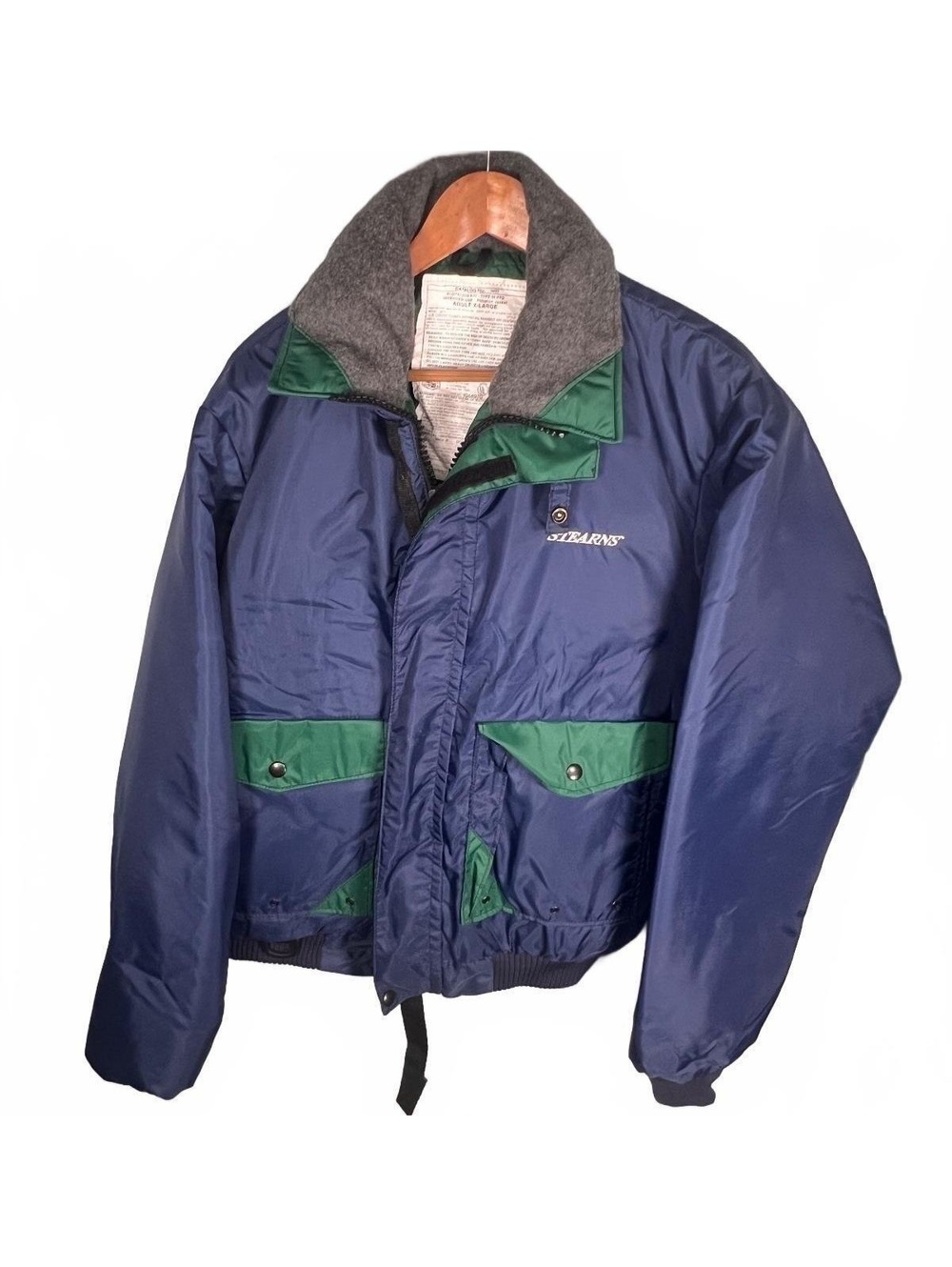 Vintage Stearns Flotation Jacket Mens Blue Type III PFD Coast Guard Boat XL